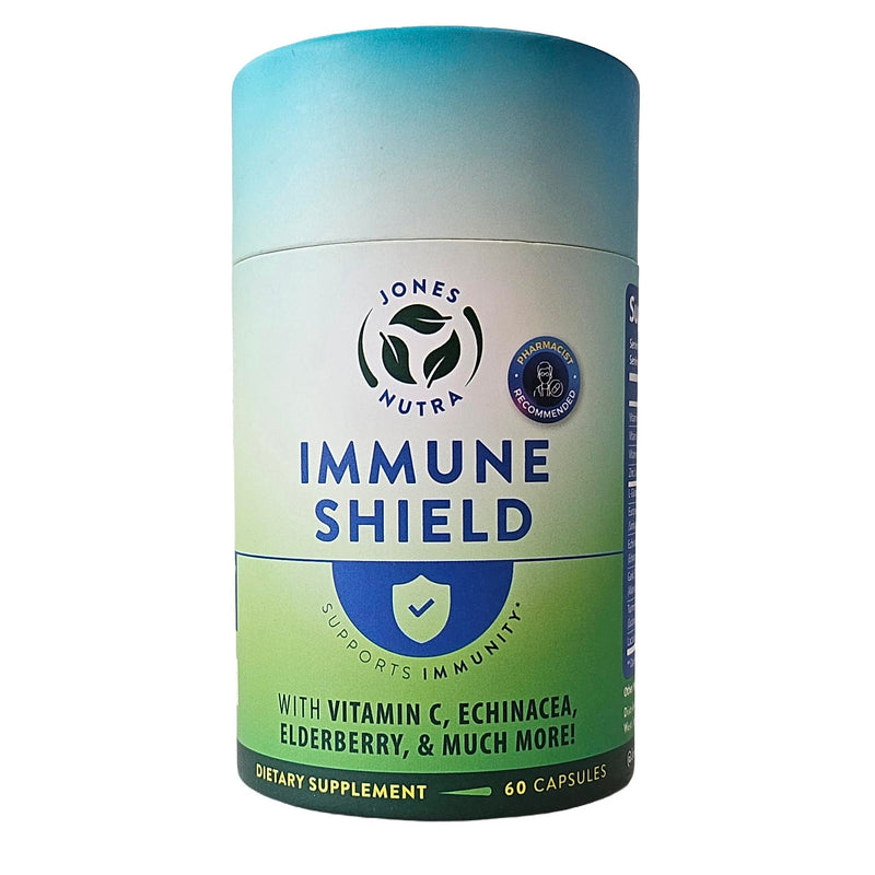 Immune Shield – Daily Nutrient & Botanical Blend with Vitamin C, Zinc, B6, Elderberry, Echinacea, Probiotic – 30-Day Supply
