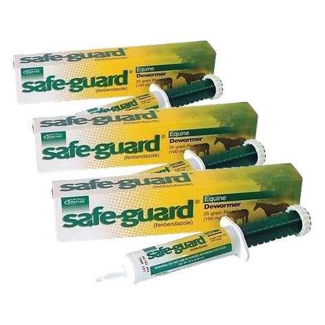 Safe-Guard Equine Paste 10% Fenbendazole Horse Wormer Control Lungworm Stomach and Intestinal Apple Flavor. (Pack of 3) Pack of 3