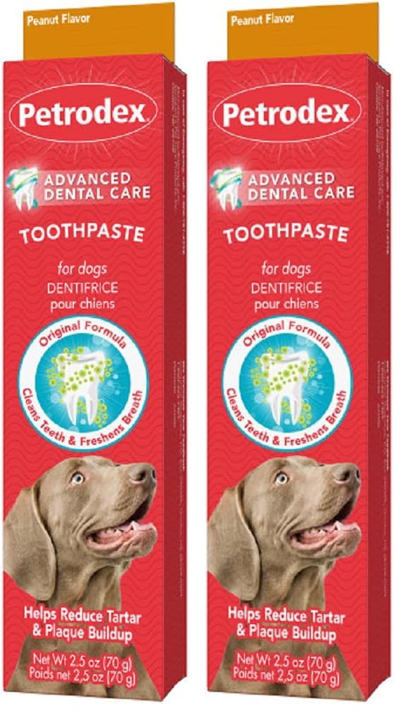 Petrodex Toothpaste for Dogs & Puppies, Cleans Teeth and Fights Bad Breath, Reduces Plaque and_Tartar Formation, Enzymatic Toothpaste, Peanut Flavor, 2.5oz (Pack of 2) 2.5 Ounce (Pack of 2)