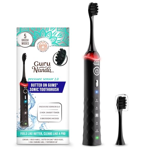 GuruNanda Electric Toothbrush-Soft Bristle Pressure Sensor Sonic Toothbrush