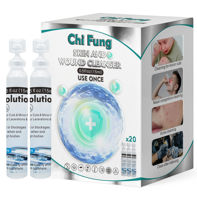 Saline Solution,Skin and Wound Cleanser 0.9% Saline Solution,Wound Wash & Skin Cleansing,Nasal Sinus Rinse,Gentle (15ml 20pack) - BeesActive Australia
