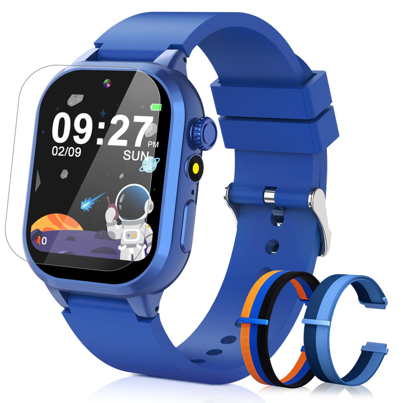Smart Watch for Kids with 40 Games Video Camera Music Pedometer Flashlight Alarms 12/24 hr HD Touch Screen Kids Watch 2 Extra Bands Birthday Gift for Boys Girls Ages 4-12 Years Old(Blue) BLUE - BeesActive Australia