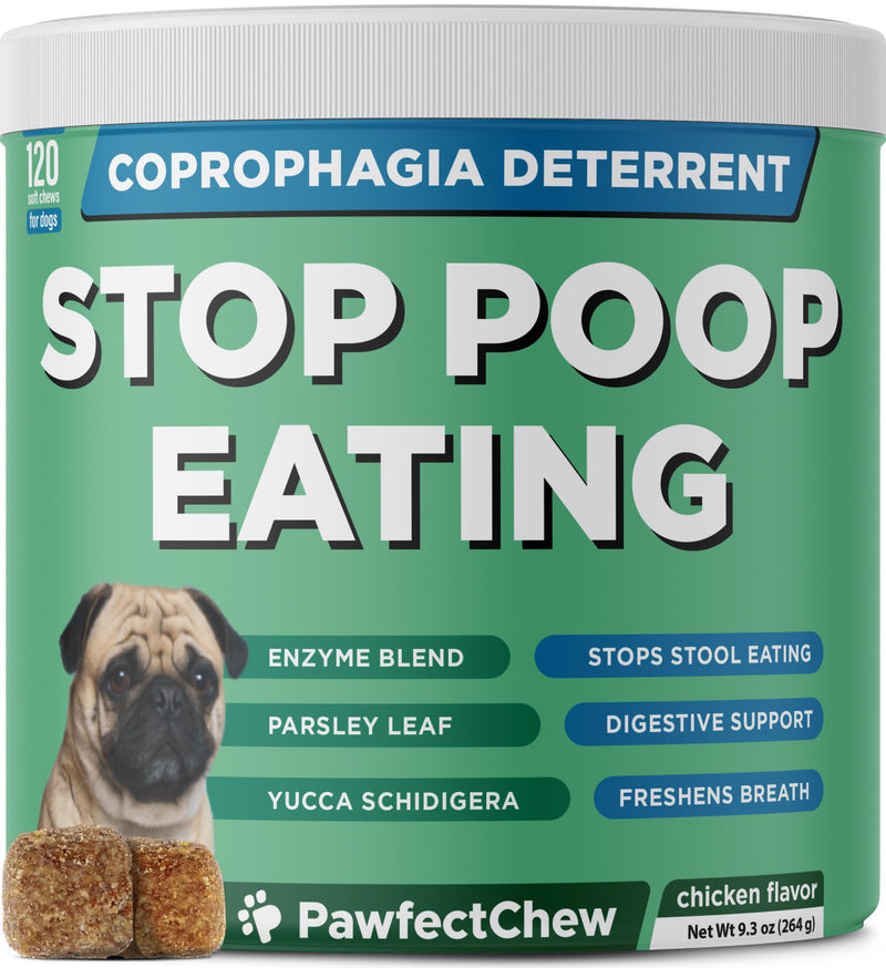 PAWFECTCHEW Stool Eating Deterrent for Dogs – No Poo Soft Chews with Probiotics & Digestive Enzymes – Supports Breath & Digestion – Made in USA – 120 Count