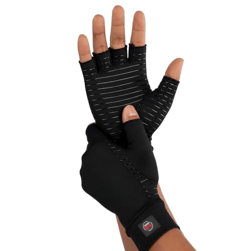 Dr. Zikky's Fingerless Compression Gloves – Copper-Infused, Non-Slip Grip, Breathable Support for Active Hands Medium