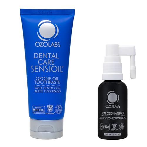 OZOLABS Oral Care Bundle – Ozone Toothpaste + Oral Ozonated Oil Spray | 100% Organic | Gum Health, Fresh Breath & Natural Whitening Dental Set