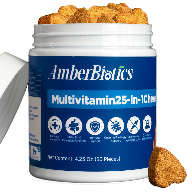 25-in-1 Dog Multivitamin Supplement, Rich in Various Vitamins, Helps Maintain Healthy Leg Joints, Skin, and Coat, Promoting Overall Health. Chicken Flavored chewable Tablets, 30 Tablets