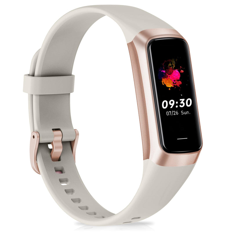 Fitness Tracker, Activity Trackers with 24/7 Heart Rate, Blood Oxygen Blood Pressure Sleep Monitor, Step Counter with 1.1" AMOLED Touch Color Screen, Calorie Pedometer Health Smart Watch for Women Men cream-coloured - BeesActive Australia