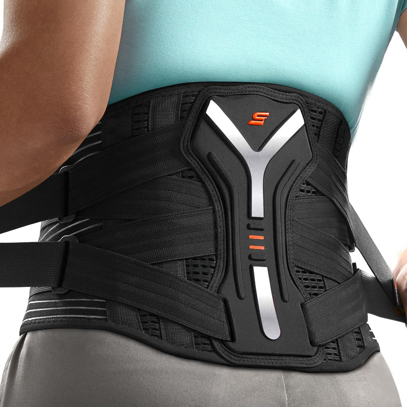 SueStar Back Brace for Lower Back Pain Relief with Y-Shaped Bionic Support System, Breathable Mesh Fabric Lumbar Support Belt for Men/Women, Immediate Relief from Sciatica, Herniated Disc, Scoliosis Large (Waist: 36.7～41.2 Inch) black