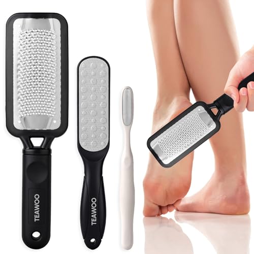 TEAWOO 3 Pack Foot Files Callus Remover, Stainless Steel Foot Rasp and Foot Scrubber, Professional Pedicure Tools for Dead Skin, Hard Skin and Calluses Removal 3p