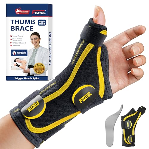 FEATOL Carpal Tunnel Wrist Brace, Right Hand Thumb Brace, Left Hand, Size small/medium