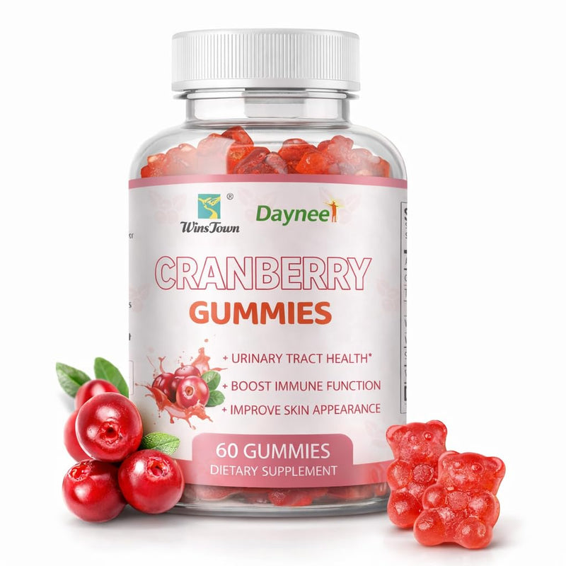 Cranberry Gummies for Women, Urinary Tract Support, 60 Count | Cranberry supplement gummies with vitamin C and E, vegan and non-GMO, for daily urinary tract wellness