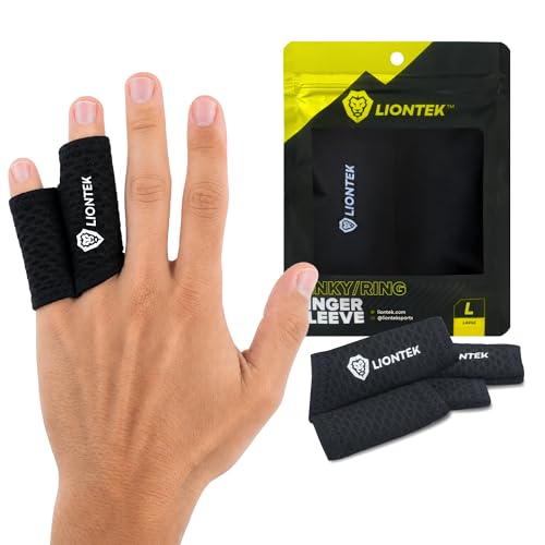LIONTEK Pinky-Ring Flow Finger Sleeve V3 Pair — Joint Support & Compression for Activity, BJJ, Fitness, Volleyball, Basketball, and More (Large) Large