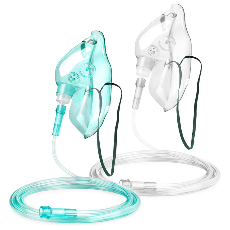 2 Pack Oxygen Mask for Face Adult with 6.6' Tube (Size L-Clear Green-2pcs) - NO Cup - BeesActive Australia