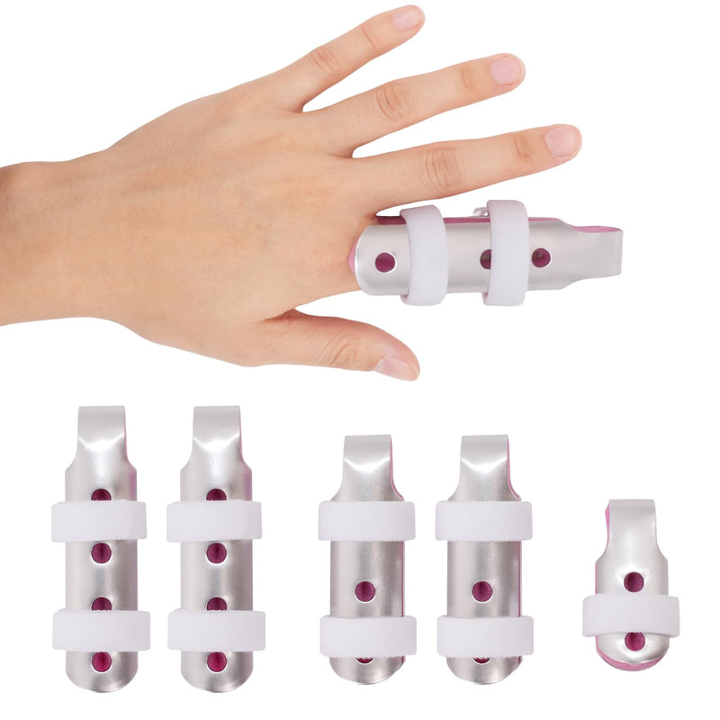 Finger Splint,5PCS Finger Splints for Broken Finger,Pinky Finger Support Brace, Mallet Finger Brace for Broken Fingers Straightening,Pink Pink，S*1,M*2,L*2 - BeesActive Australia