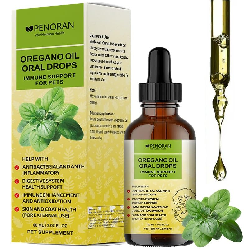 Organic Oregano Oil for Dogs, 2 fl oz, Immune, Digestion & Overall Health﻿ | Pure Premium Pet Natural Oregano Oil , Alcohol-Free, Organic, Natural, Non-GMO, Vegan