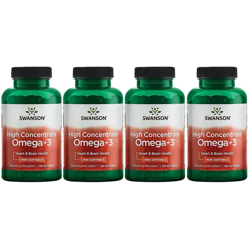 Swanson High Concentrate Omega-3 Fish Oil - Essential Fatty Acids - (120 Softgels, 680mg Each) 4 Pack | Delivers Essential Fatty Acids EPA and DHA in Pure Form with No Fishy Aftertaste to Support Various Aspects of Health 480 Count (Pack of 1)
