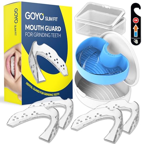 GOYO Slim FIT Pack of 4 Mouth Guard for Clenching Teeth at Night with Thermo Checker & Dental Case | Night Guards for Teeth Grinding