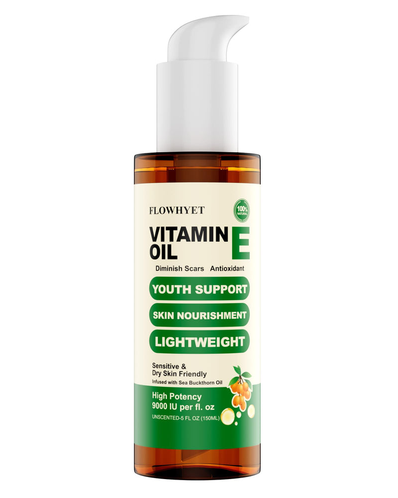 5 Floz Vitamin E Oil For Skin Scars, Pure Organic Nail Oil vit e for Cuticle, Face, Body and Hair, Nourish Dry Skin, Maintain Youthful, Antioxidant, Fade Scars LIGHTWEIGHT - 150ml 5 Fl Oz (Pack of 1)