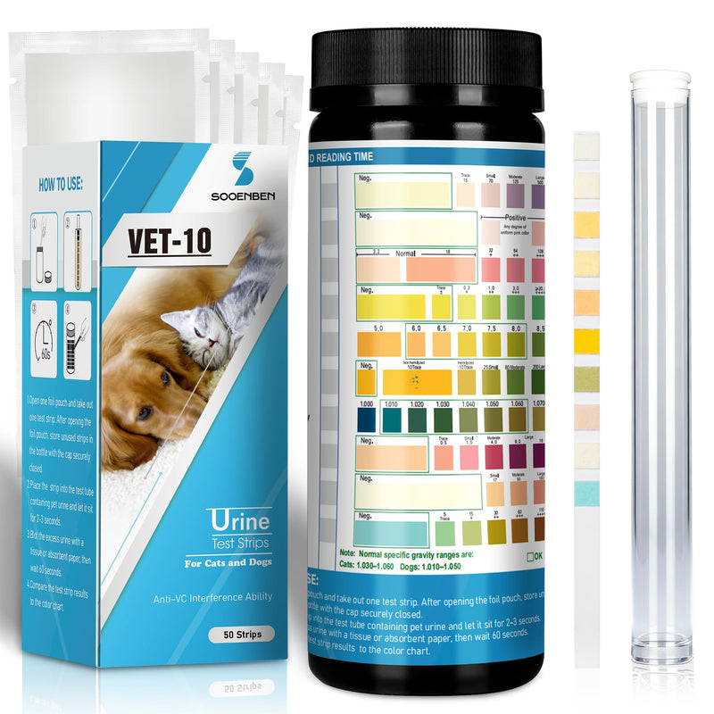 Dog UTI Test Strips, 10 Parameter Urinalysis Parameter Tests for Dogs, Cats, Accurate Testing for Veterinarians 50ct, Detects UTI, Bladder, Kidney, Liver, SG, pH, Diabetes, Glucose etc - BeesActive Australia