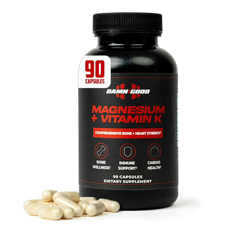 DAMN GOOD Hodge Twins Magnesium with Vitamin K, 90 Capsules | Magnesium with vitamin K, 90 capsules supporting calm, muscle, bone & nervous-system health for daily wellness