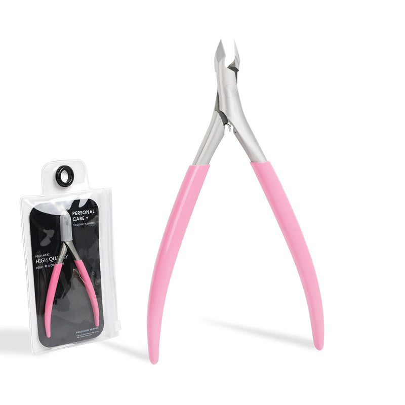 Cuticle Nippers and Trimmer Set, Non-Slip Rubber Grip Manicure Pedicure Tools, Fine Edge Cuticle Cutter & Nail Clippers for Women Men Home Use, Precision Nail Supplies (Pink-1 Pack) A1-pink - BeesActive Australia
