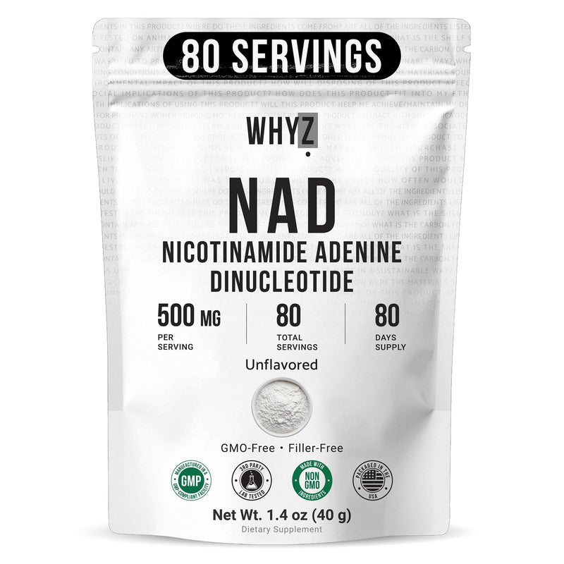 Pure NAD Powder Nicotinamide Adenine Dinucleotide Supplement Unflavored and Gluten-Free Premium Pure NAD Powder for Daily Wellness and Nutrition Support, 80 Servings, 1.4 oz (40g) 1.4 Ounce (Pack of 1)