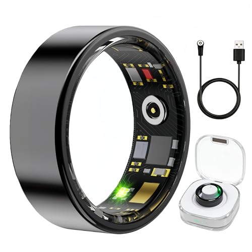 Smart Ring Health & Fitness Tracker for Men & Women, Heart Rate, SPO₂, Sleep & Activity Monitoring, IP68 Waterproof, Long Battery Life, Family Care Mode, No Subscription Fee (Black, 9) Black