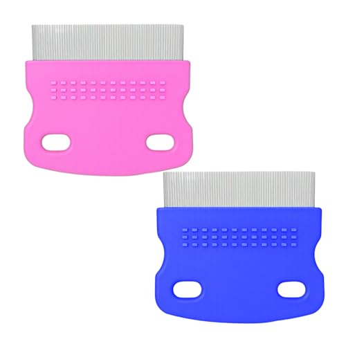 2 Pack Lice Comb, Professional Nit Removal Tool Fine Curved Comb Teeth Design Fine Metal Teeth Tool for Dogs Cats Pet Human Grooming and Removing Dandruff Flakes