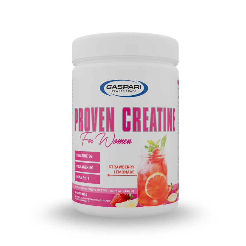 Gaspari Nutrition Proven Creatine for Women, 5g of Creatine, 5g of Collagen, Vitamin C and Collagen, Clean, Natural Formula, Electrolytes for Hydration (30 Servings, Strawberry Lemonade) 15.86 Ounce (Pack of 1)