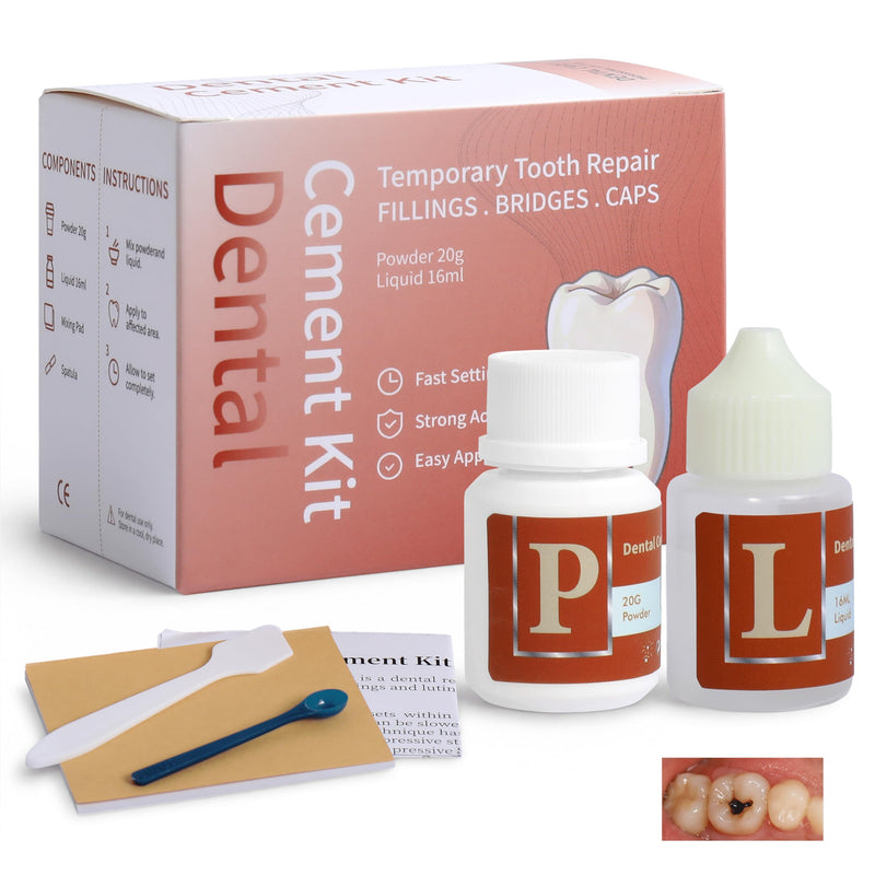 Zinc Oxide Eugenol Dental Cement, Temporary Dental Care Kit for Tooth Repair, Tooth Cement for Crown, Bridges and Missing Tooth, Improving Smile
