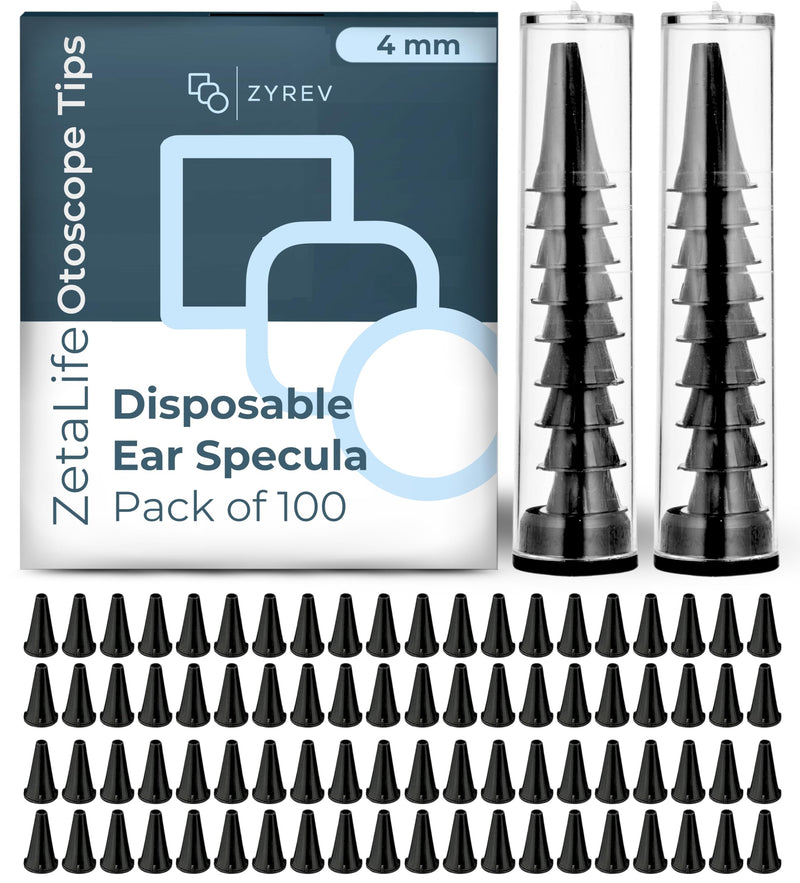 Zyrev ZetaLife Otoscope Tips (Pack of 100) - Plastic Otoscope Specula Tips, Disposable Ear Specula - 4mm Disposable Covers - BeesActive Australia