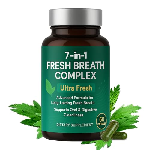 Breath Freshener Capsules, Oral Probiotics for Bad Breath, 7 in 1 Powerful Solution with Chlorophyllin, Mint Extract, Magnesium Citrate, Eliminate From The Inside Out(1)