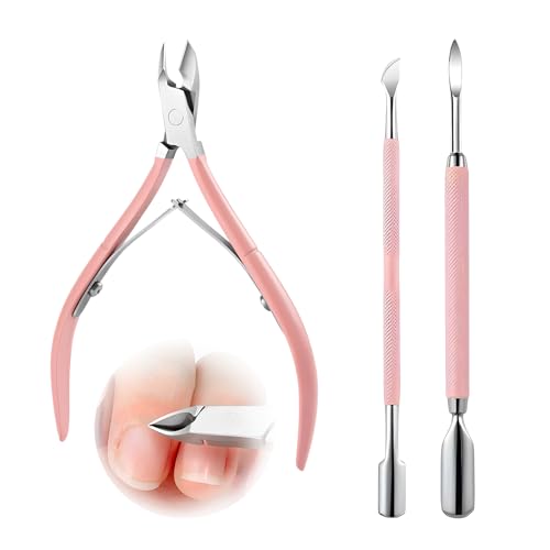 Cuticle Trimmer Cuticle Nippers,Professional Cuticle Remover Tool Kit，Stainless Steel Manicure Tools for Nail Care and Dead Skin Removal(Pink) Pink