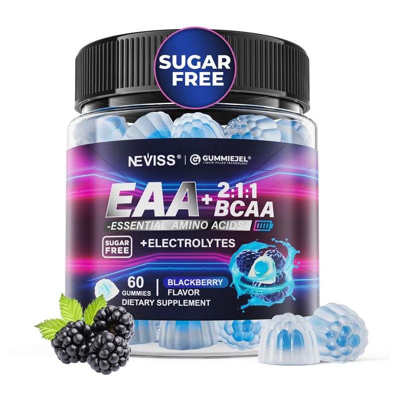 Essential Amino Acids Supplement for Women Men EAA BCAA Electrolyte Gummies | All 9 EAAs + BCAAs, Vegan, Branched-Chain Aminos Supplements Hydration Gummies Sugar Free, Raspberry Flavor, Non-GMO, 60ct 60 Count (Pack of 1)
