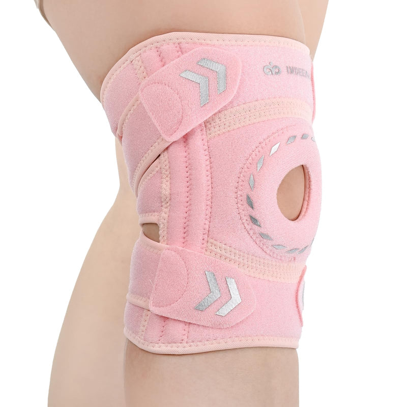 Knee Support Brace for Women Men, Adjustable Knee Compression Sleeve Brace Patellar Pad Tendon - Arthritis Pain, Meniscus Tear, Injury Recovery, Running, Workout, Neoprene Knee Braces with Stabilizers and Open Patella, Pink One Size - BeesActive Australia