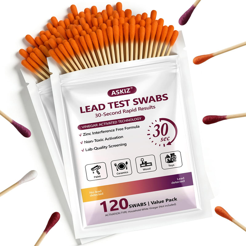 120 Swabs Lead Test Kit,Quick Results in 30s Lead Detector,Enhanced Lead Testing Formulation at Home Lead Paint Test Kit Testing for Paint,Crockery,Toys,Jewellery,Metals, Ceramics,Woodwork 120 Swab - BeesActive Australia