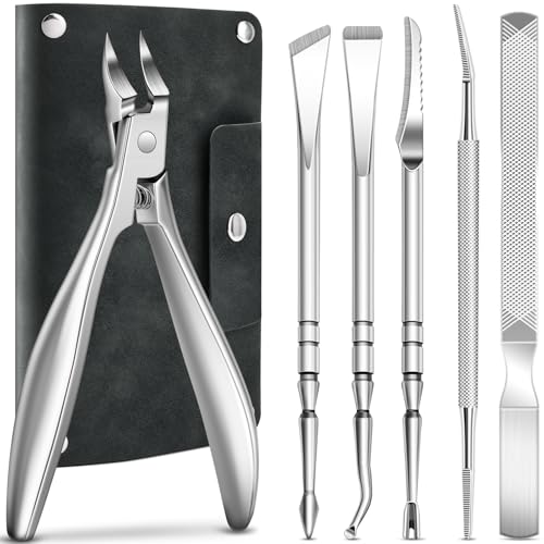 6PCS Ingrown Toenail Treatment Set, Professional Pedicure Tools for Feet, Ingrown Toenail Removal Kit with Leather Case Foot Nail Care Tools Manicure Set for Ingrown Toenails Calluses Corn & Dead Skin 6PCS
