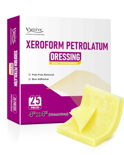 Xeroform Petrolatum Dressing 4"x4" Pack of 25, Non Stick Pads for Wounds, Non-Adherent Gauze, Fine Mesh Sterile for Wound Care, Burns, Lacerations, Skin Grafts & Surgical Incisions 4 x 4 Inch(Pack of 25)