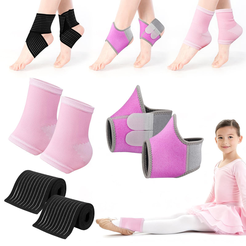 6 PCS Kids Ankle Brace Set, Ankle Support Wraps, Knitted Ankle Sleeve Sock for Sprains, Injuries and Active Play for Daily Wear, Injury Prevention (Small)