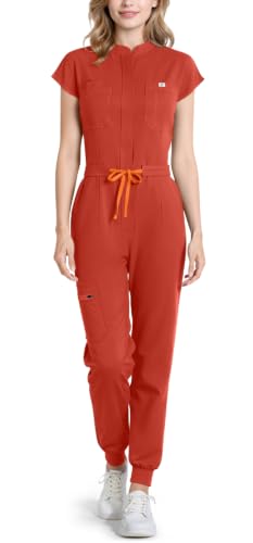 Scrub Jumpsuit for Women - Stand-Up Collar One Piece Scrubs XX-Large Terracotta