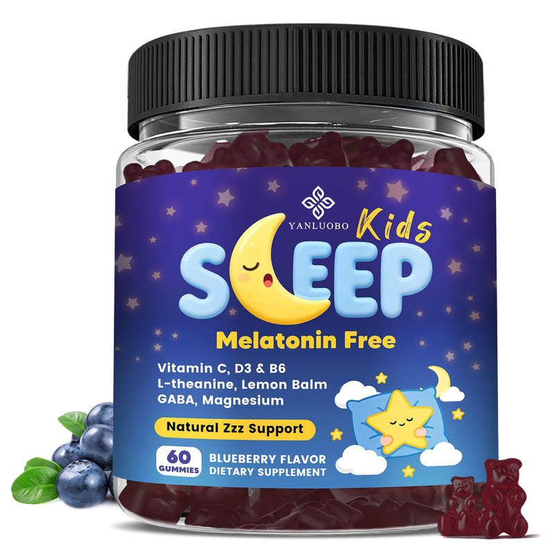 Kids Sleep Gummies - with Magnesium Glycinate, Lemon Balm, L-Theanine | Calming Relaxation, Support Natural Sleep, Quiet Mind - Berry Flavor, Non-Habit Forming 60 Count (Pack of 1)
