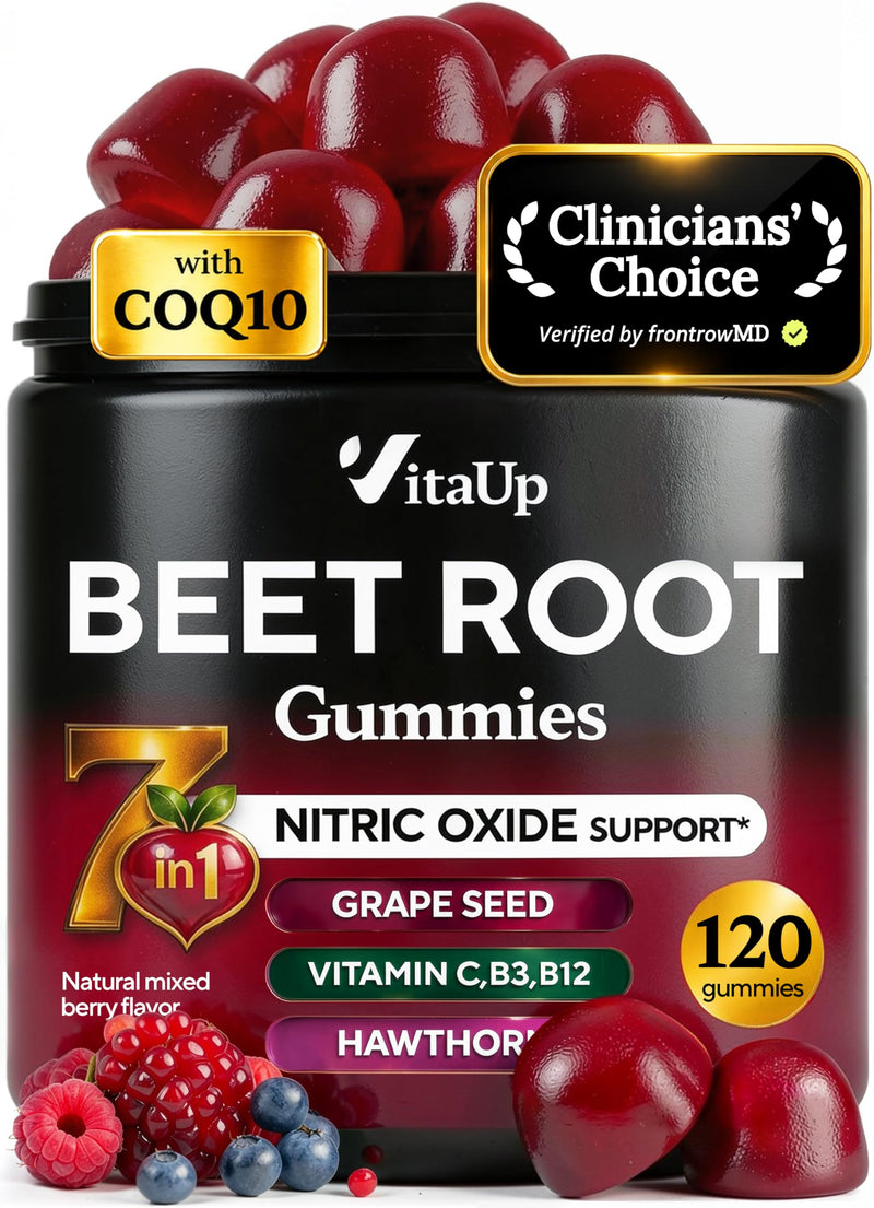 Beet Root Gummies – Beetroot Gummies with CoQ10, Grape Seed, Vitamin C, B12 & B3 – Beets Gummies for Circulation Support – Beet Supplement for Energy & Immune Support – 120 Beets Chews 120 Count (Pack of 1)