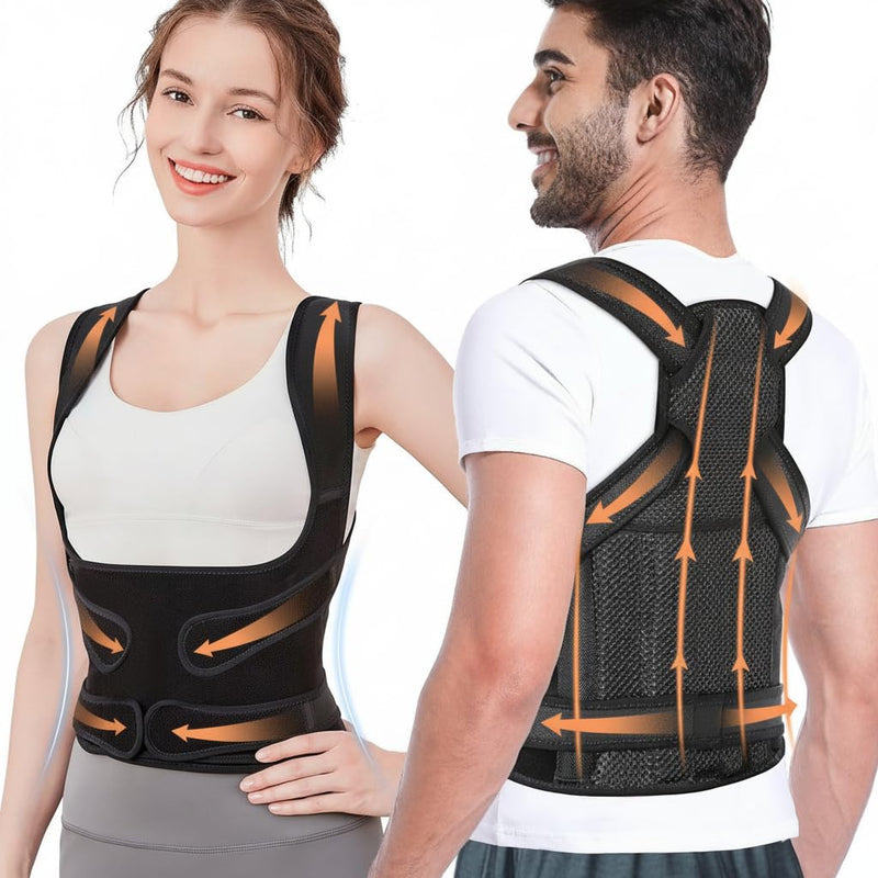 Posture Corrector for Women & Men Adjustable Back Brace for Upper & Lower Back Pain Relief, Spine Alignment & Shoulder Support Breathable Mesh, Improves Posture & Confidence (Medium) Medium - BeesActive Australia