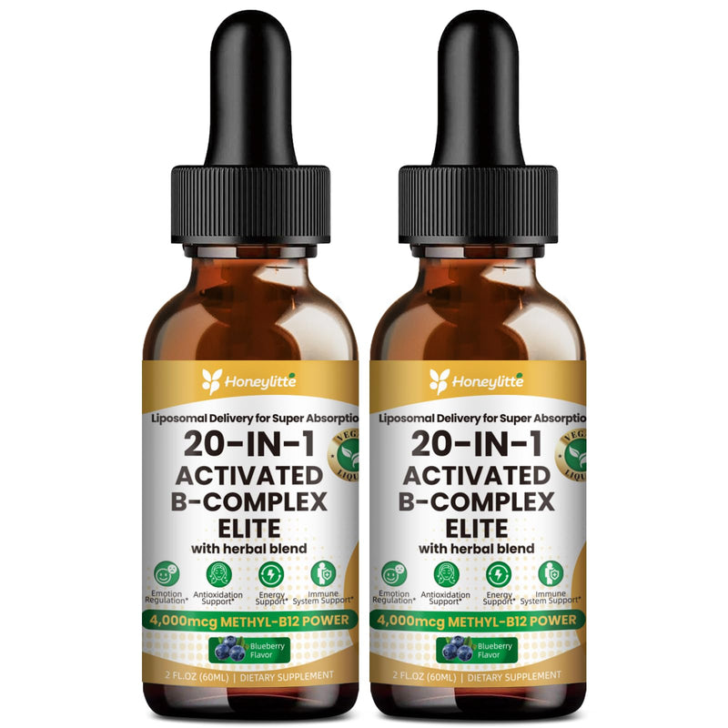 Liquid B Complex with 4000mcg Methylcobalamin B12 – Ultra Absorbable Vitamin B Complex for Energy – Active B1 B2 B3 B5 B6 B12 + Folate – Vegan Friendly (2FL OZ) 2 Bottles 4 Fl Oz (Pack of 1)