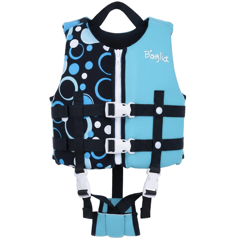 Boglia Toddler Swim Vests Jackets for Kids 20-30/30-50/50-90 Lbs 2 3 4 5 6 7 8 9yrs Infant Flaotie Boys Girls Pool Vest Neoprene Swimming Body Glove Float Vest PFD Learn to Swim Bubble Blue Black L(Age Recommend 7-9 Years)