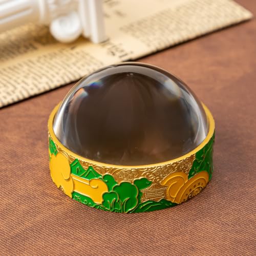 VIudiss 7X Dome/Paperweight Magnifier w/Pouch Table Magnifying Yellow