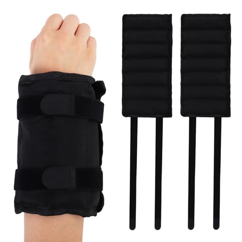 Weighted Wrist Brace for Hand & Forearm Workout,Adjustable Wrist Weight with Removable Steel Bars, Comfortable Neoprene Sleeve for Rehabilitation, Strength Training & Toning - Black（2pcs）