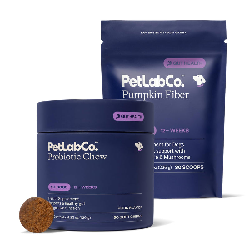 PetLab Co – Gut & Digest Bundle: Pumpkin Powder Blend for Firm Stools & Healthy Digestion. Pork-Flavored Probiotic Chews to Support Gut & Immune Health – Easy to Use – Advanced Formulas