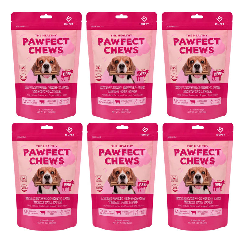 Hydrolyzed Dental Gum Beef Flavor – Treat for Dogs, Helps Reduce Tartar Buildup and Support Oral Health, Pack of 6 (4.23 oz)