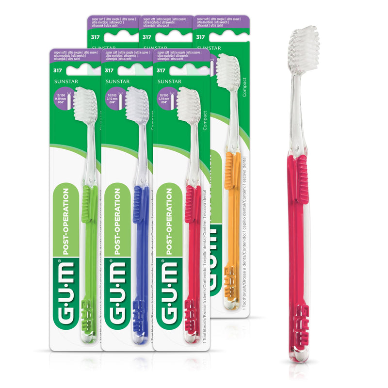 GUM Post-Surgical Toothbrush, 317MB, Super-Soft Bristles, Professional Sample, 6 Count